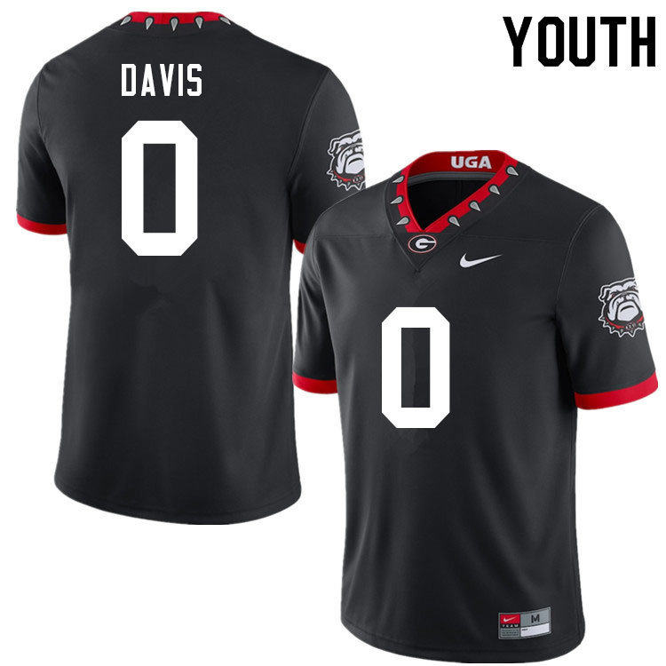 Georgia Bulldogs Youth Rian Davis #0 Black Mascot 100th Anniversary Stitched College UGA Football Jersey 23QU010AS